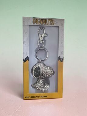 Macys Peanuts Silver Rhinestone Snoopy Clip-On Charm